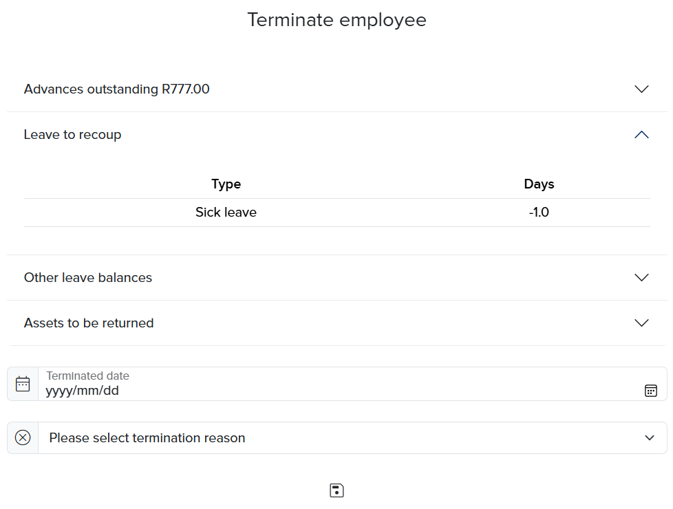 The new termination popup